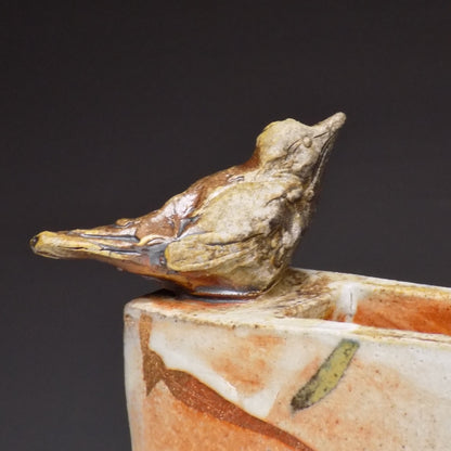 Square Vase with Sparrow