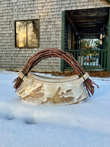 Basket Vase With Birch Twig Handle