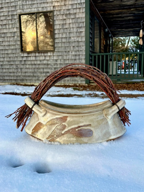Basket Vase With Birch Twig Handle