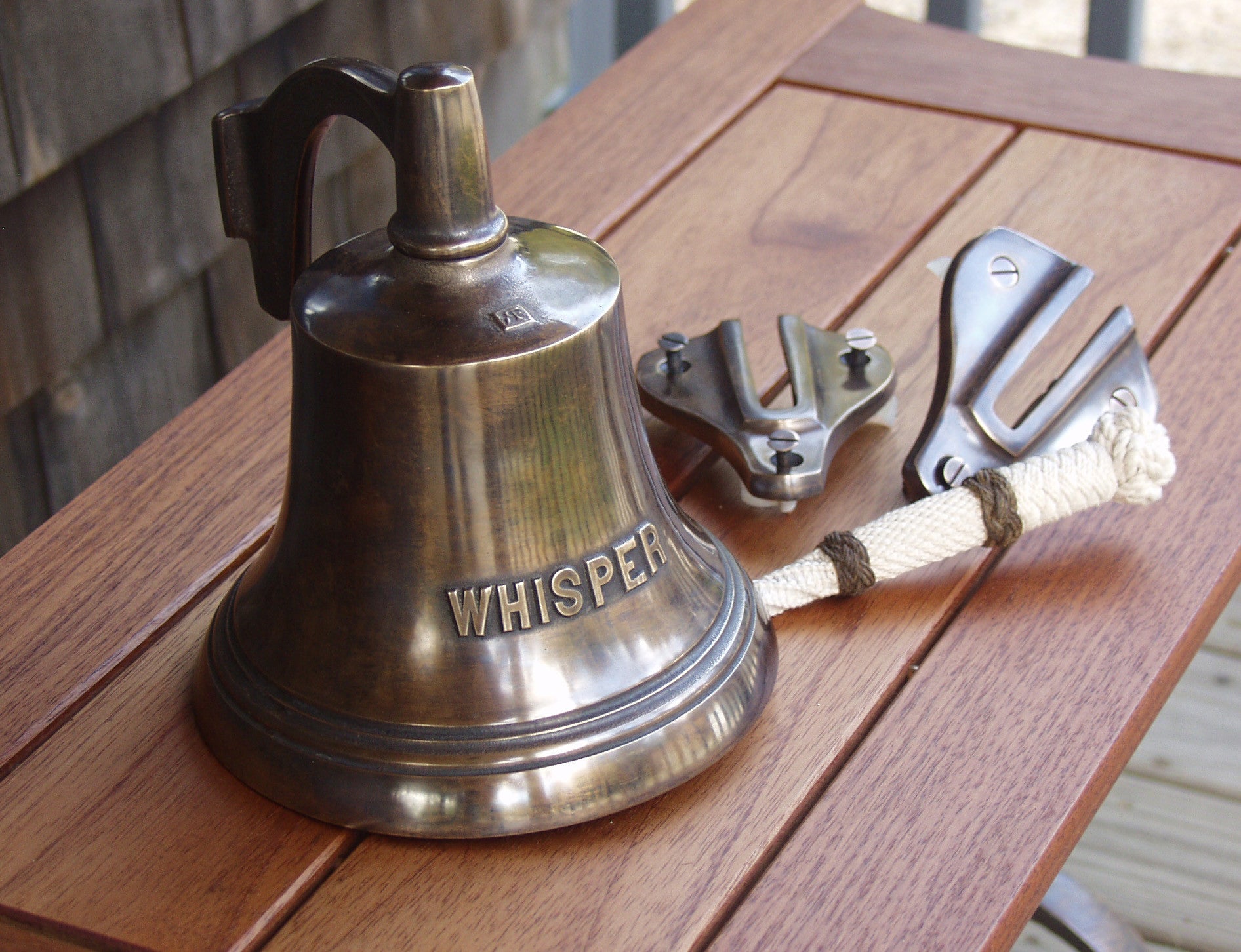 Purchase heavy brass ship bell with bracket and lanyard